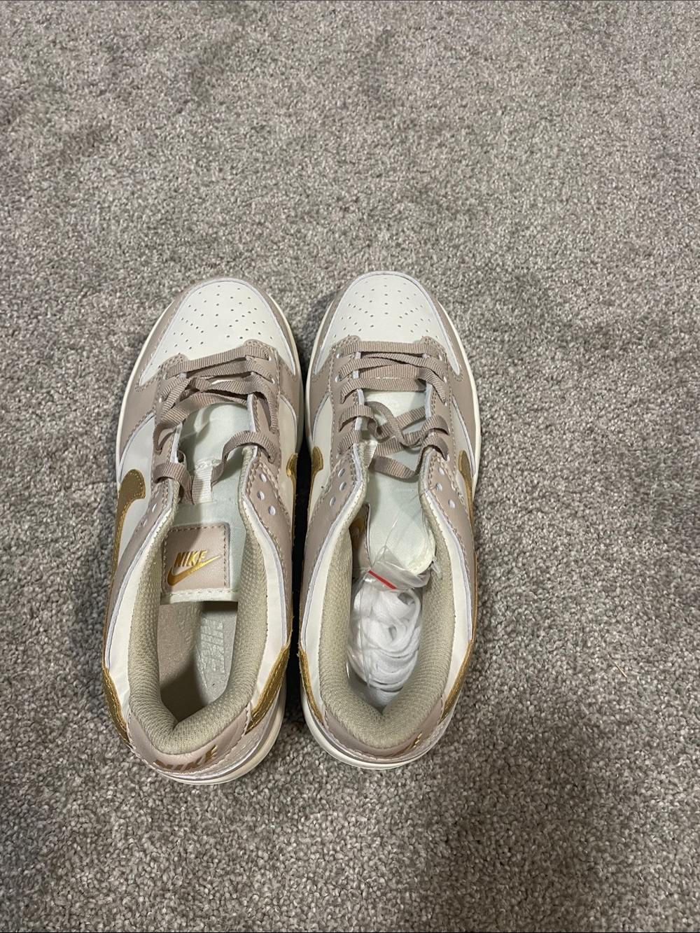 Nike White, Tan and Gold Low-Top Athletic Sneakers